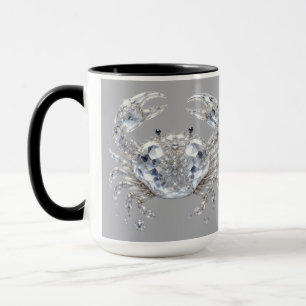 Mug Crabe en cristal d'argent Luxe océan scintillant
