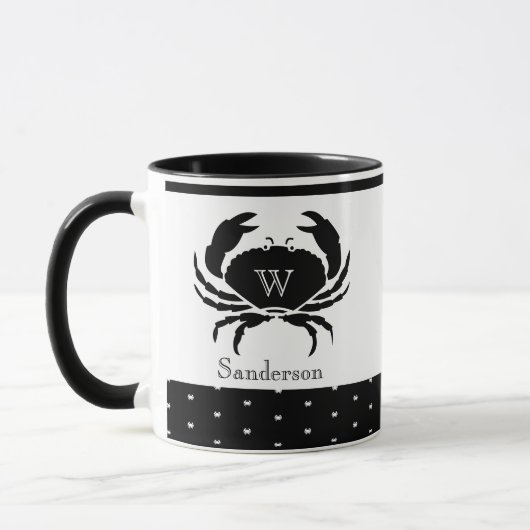Mug Crabe marine Monogramme noir et blanc (Gauche)