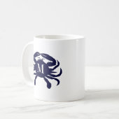 Mug Crabe Monogrammé Bleu Foncé (Devant gauche)