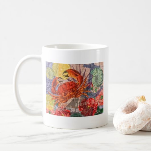 Mug Crabe Plage Nautique Art de la mer (Avec donut)
