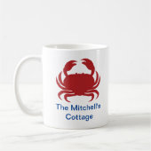 Mug Crabe rouge avec nom décoration de bord de mer (Gauche)