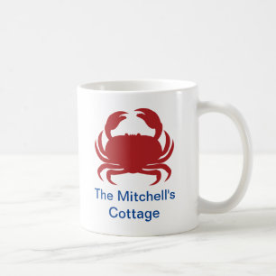 Mug Crabe rouge avec nom décoration de bord de mer