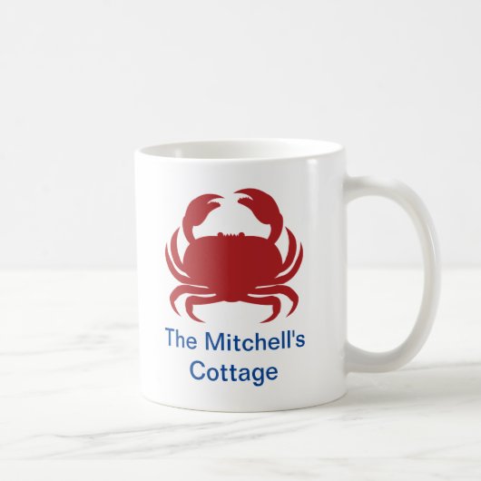 Mug Crabe rouge avec nom décoration de bord de mer (Droite)