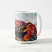 Mug Crabe Rouge Vibrant et Vagues Océaniques (Devant droit)