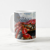 Mug Crabe Rouge Vibrant et Vagues Océaniques (Devant gauche)