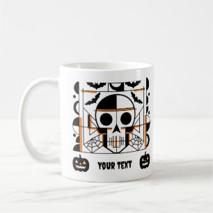 Mug Crâne à l'Halloween, chauves-souris, toiles d'arai