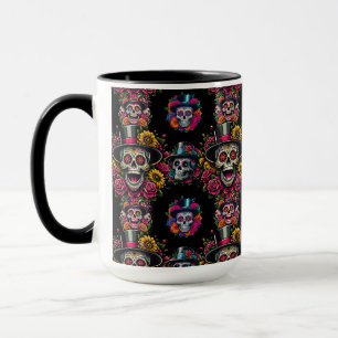 Mug Crâne à sucre Art - Chapeau supérieur Fiesta flora