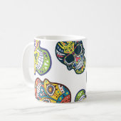 Mug Crâne à sucre coloré : motif complexe. (Devant gauche)