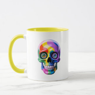 Mug Crâne Arc-en-ciel Art Moderne Psychédélique