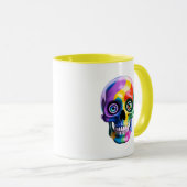 Mug Crâne Arc-en-ciel Art Moderne Psychédélique (Devant droit)