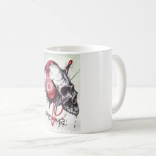 Mug Crâne avec conception casque (Devant droit)