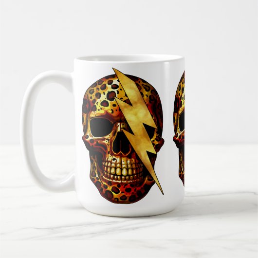 Mug Crâne avec impression léopard et étincelles dorées (Gauche)