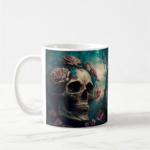 Mug Crâne avec motif de roses Art goth