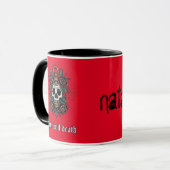 Mug Crâne blanc gothique et rose rouge Tattoo graphiqu (Devant gauche)