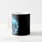 Mug Crâne bleu flamboyant graphique cool fun (Devant gauche)