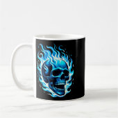 Mug Crâne bleu flamboyant graphique cool fun (Gauche)