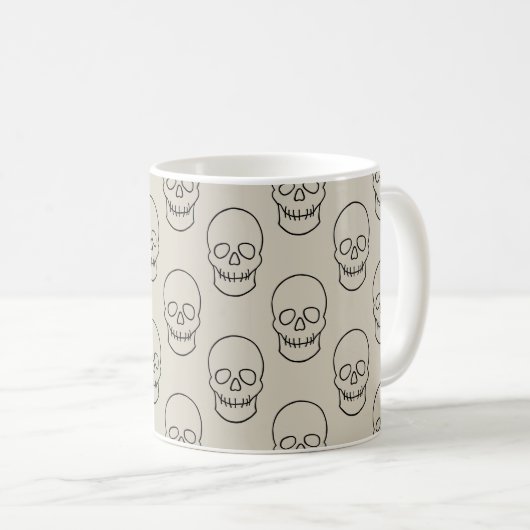 Mug Crâne - Bone White et Bat Black (Devant droit)