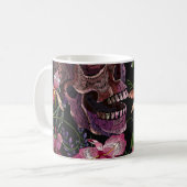Mug Crâne brodé : Motif gothique de l'orchidée (Devant gauche)