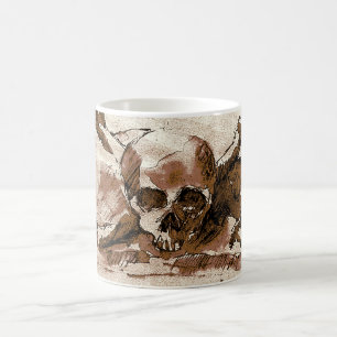 Mug crâne brun et os croisés