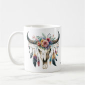 Mug Crâne de Boho Amérindiens Plumes colorées (Gauche)