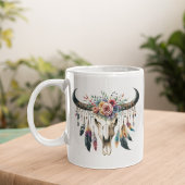 Mug Crâne de Boho Amérindiens Plumes colorées