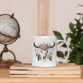 Mug Crâne de Boho Amérindiens Plumes colorées
