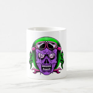 Mug Crâne de cavalier zombie fondant néon