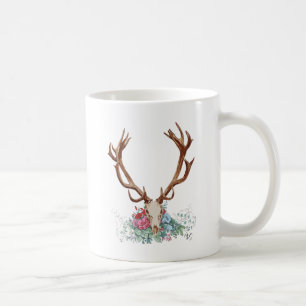 Mug Crâne de cerf avec fleurs 2