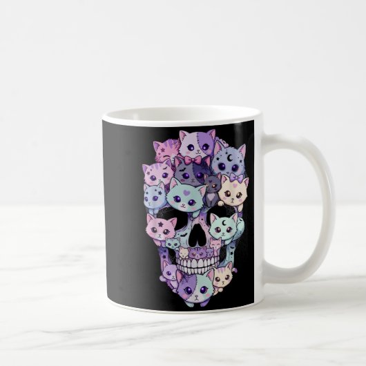 Mug Crâne de chat mignon et effrayant esthétique Hallo (Droite)