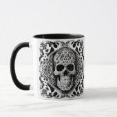 Mug Crâne de dentelle souriante noir et blanc (Gauche)
