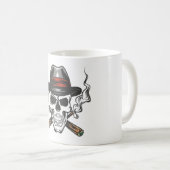 Mug Crâne de gangster avec chapeau fedora (Devant droit)