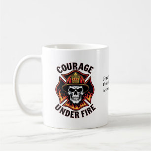 Mug Crâne de pompier unique dans la croix maltaise de