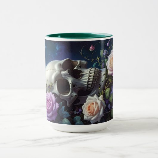 Mug Crâne de Roses au Clair de Lune (Centre)