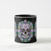 Mug Crâne de sucre pourpre aux fleurs (Centre)