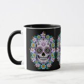 Mug Crâne de sucre pourpre aux fleurs (Gauche)