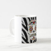 Mug Crâne de sucre Rockabilly RAB sur impression zèbre (Devant gauche)
