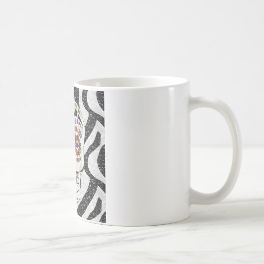 Mug Crâne de sucre Rockabilly RAB sur impression zèbre (Droite)
