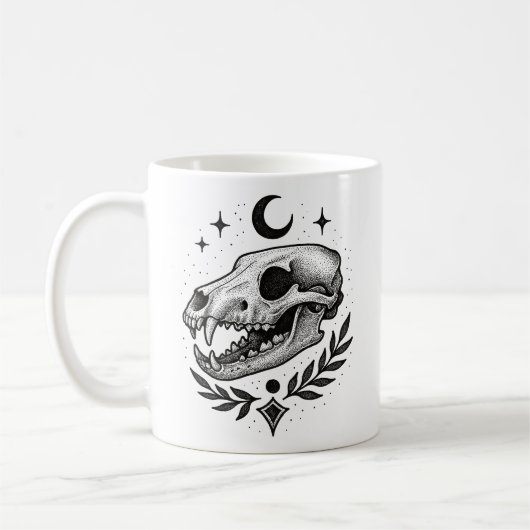 Mug Crâne de thylacine - Dotwork Conception inspirée d (Gauche)
