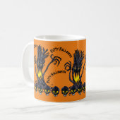 Mug Crâne de tronc d'arbre fantomatique d'Halloween pe (Devant gauche)