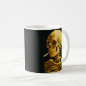 Mug Crâne doré fumant – Unique inspiré de Van Gogh (Devant droit)