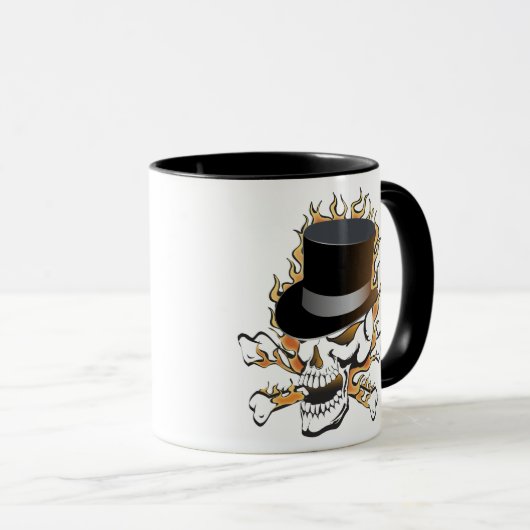 Mug Crâne du chapeau en flammes (Devant droit)