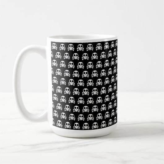 Mug crâne effrayant sur fond noir (Gauche)