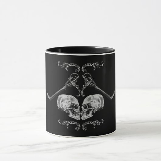 Mug "Crâne en amour" Squelettes Vintage Noir (Centre)