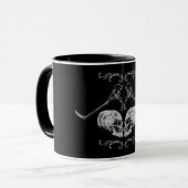 Mug "Crâne en amour" Squelettes Vintage Noir (Devant gauche)