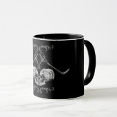 Mug "Crâne en amour" Squelettes Vintage Noir (Devant droit)