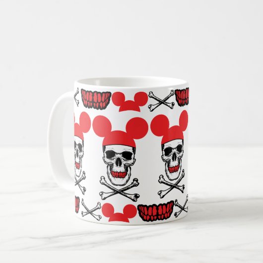 Mug Crâne en Casquette souris-oreille avec X-Bone (Devant gauche)