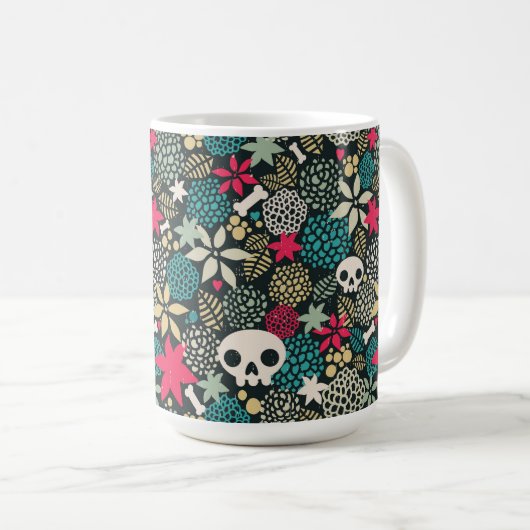 Mug Crâne en fleurs (Devant droit)