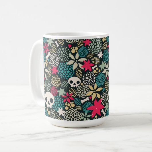Mug Crâne en fleurs (Devant gauche)