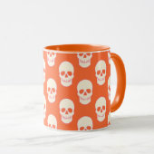 Mug Crâne en rose, orange et crème (Devant droit)