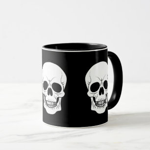 Mug Crâne en Silhouette Noir et Blanc pour Halloween